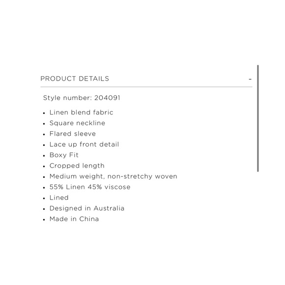 Shona Joy // Blanca Linen Lace Up Boxy Top NWOT🌛 - Picture 7 of 14